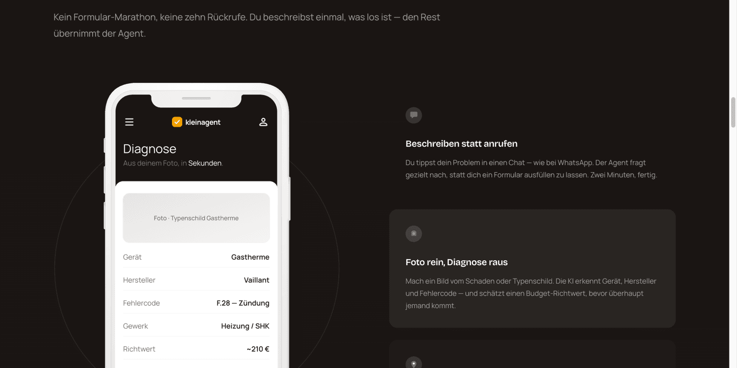 Kleinagent Diagnosekomponente mit strukturierten synthetischen Gerätedaten